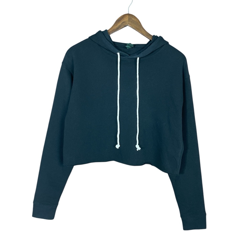 Wild Fable | Cropped Sweatshirt Hoodie Jacket Basic Black Oversized Raw Edge